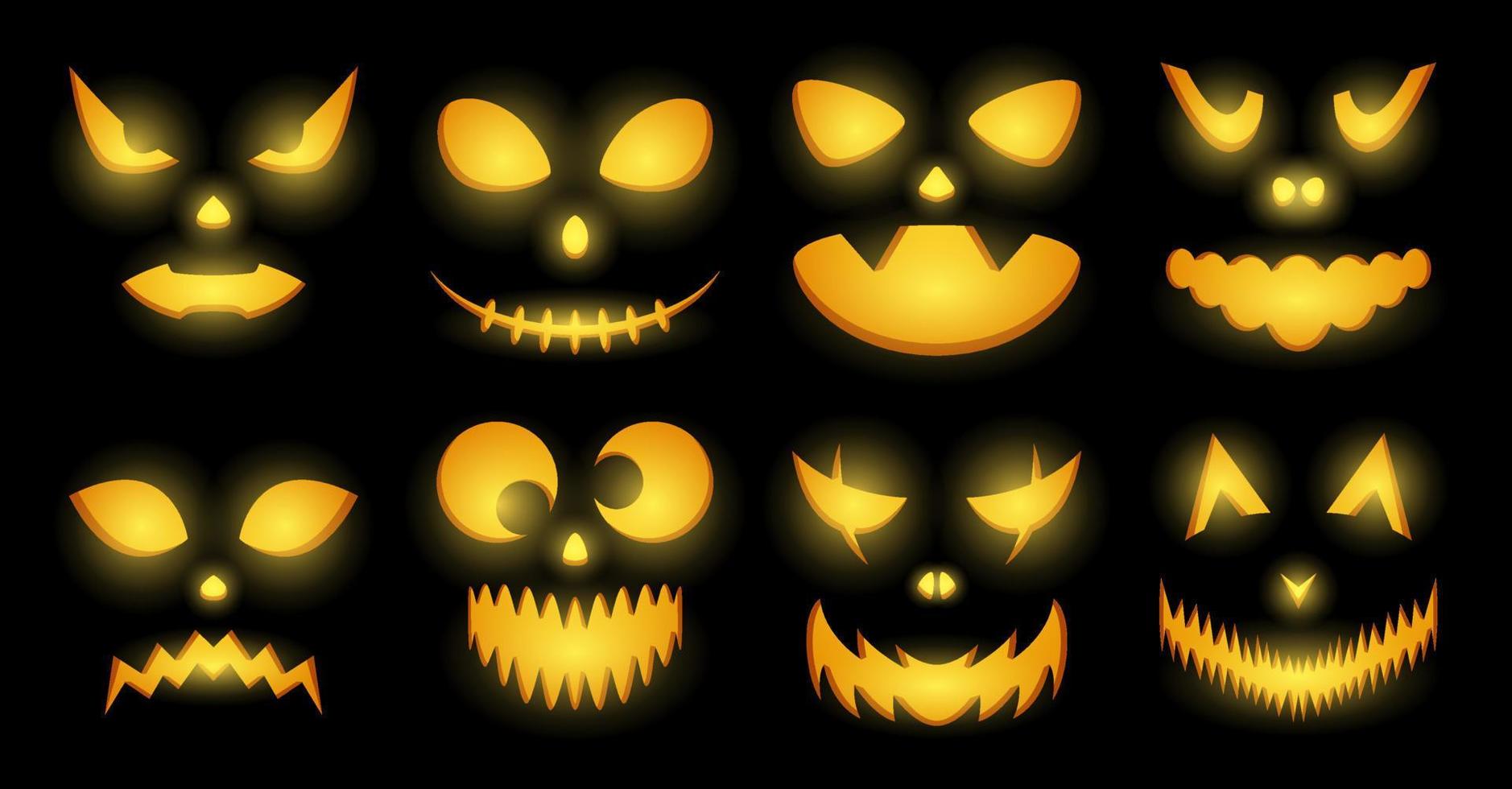 conjunto de cara de calabaza de Halloween, ilustración vectorial vector