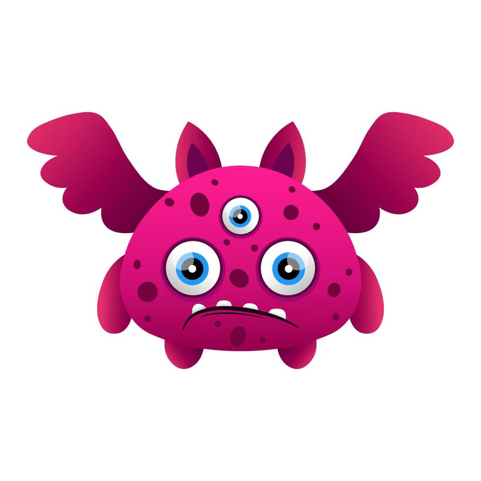 Printcute illustration monster design with 2 wings vector