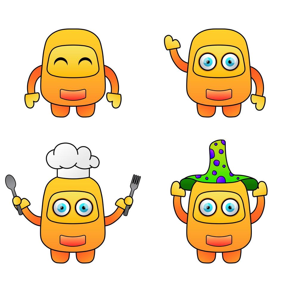 set vector mascot isolated on white background