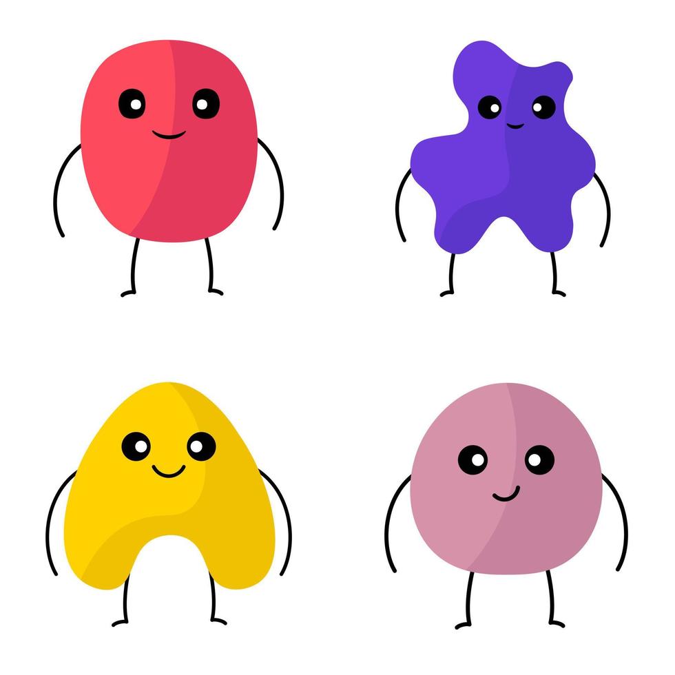 Set cute simple design mascot kawaii vector