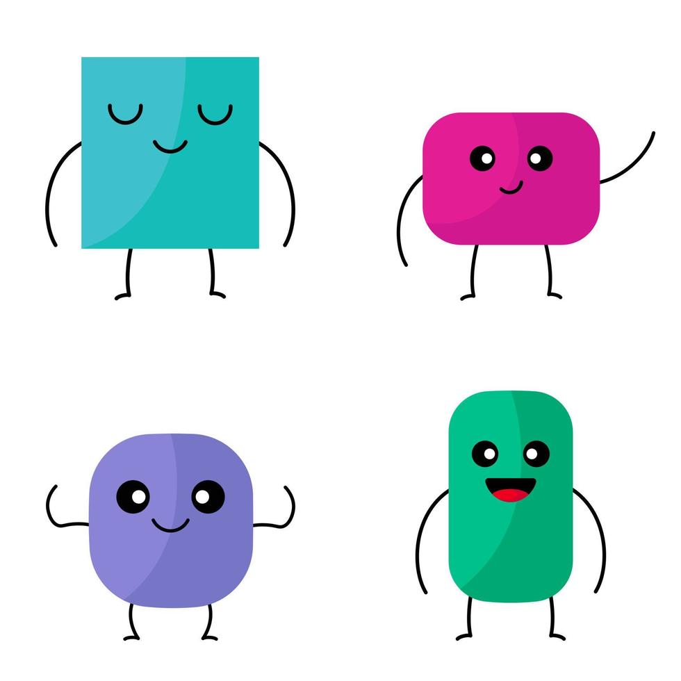 Set cute simple design mascot kawaii vector
