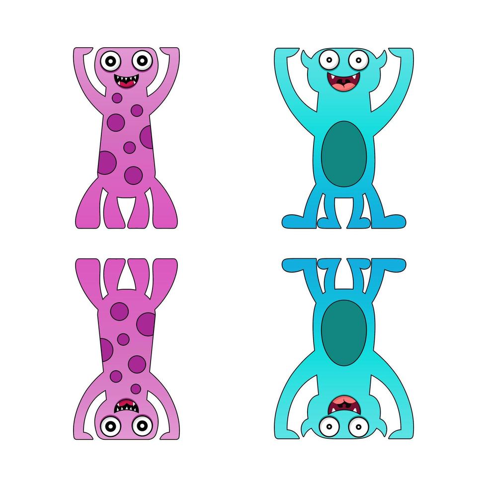 set cute monster design mascot kawaii vector