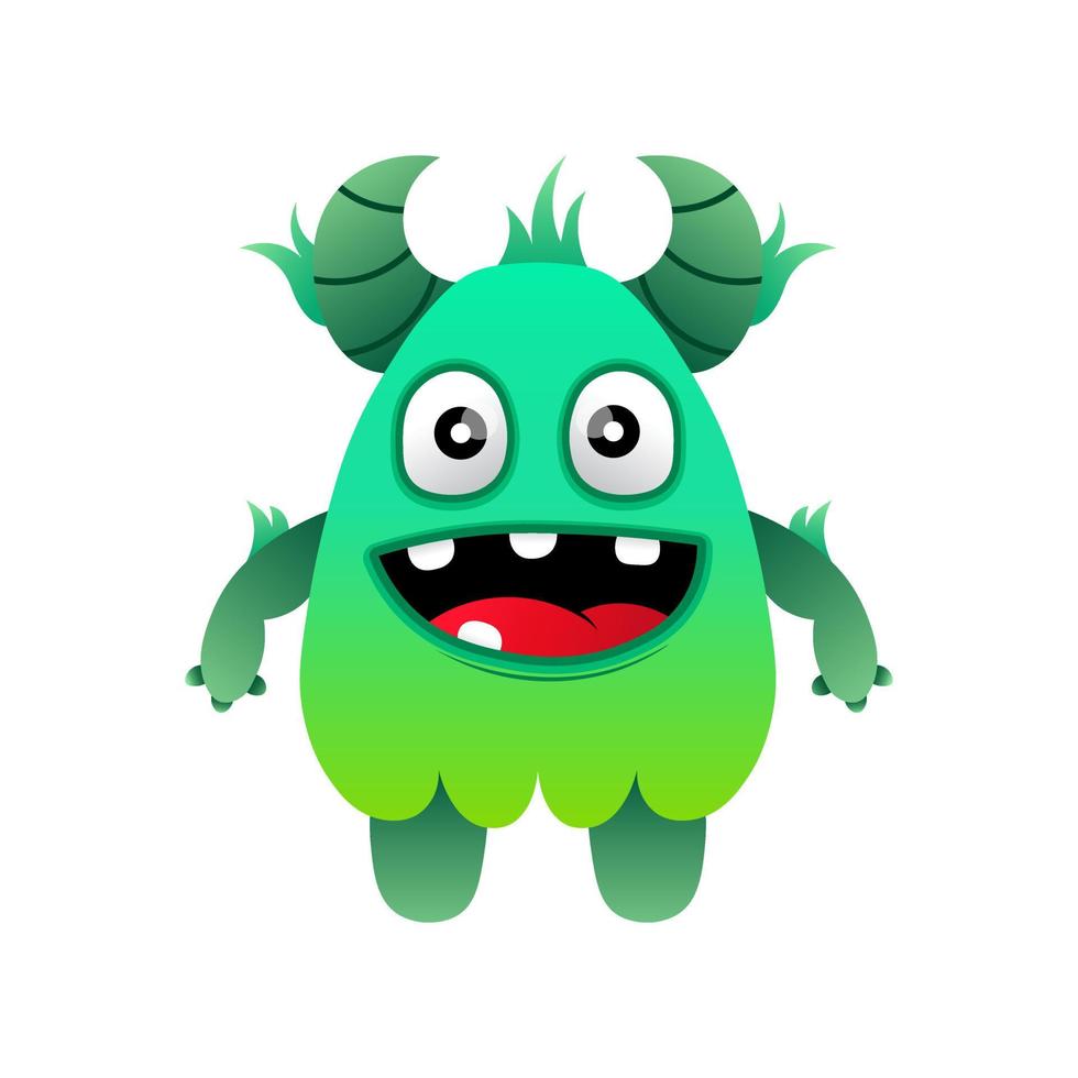 cute vector green monsters design mascot