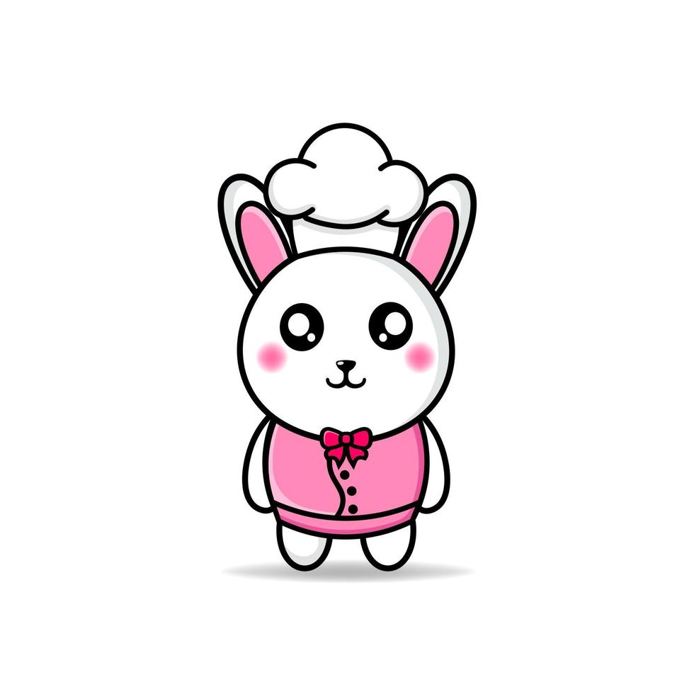 lindo chef conejo diseño mascota kawaii vector