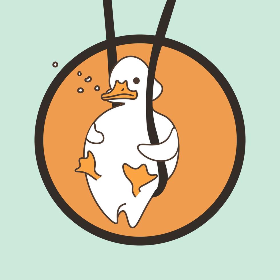 Sad duck. hand drawn modern vector illustration