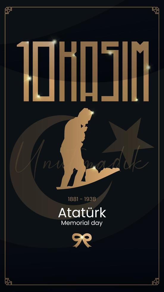 10 november ataturk memorial day story template vector