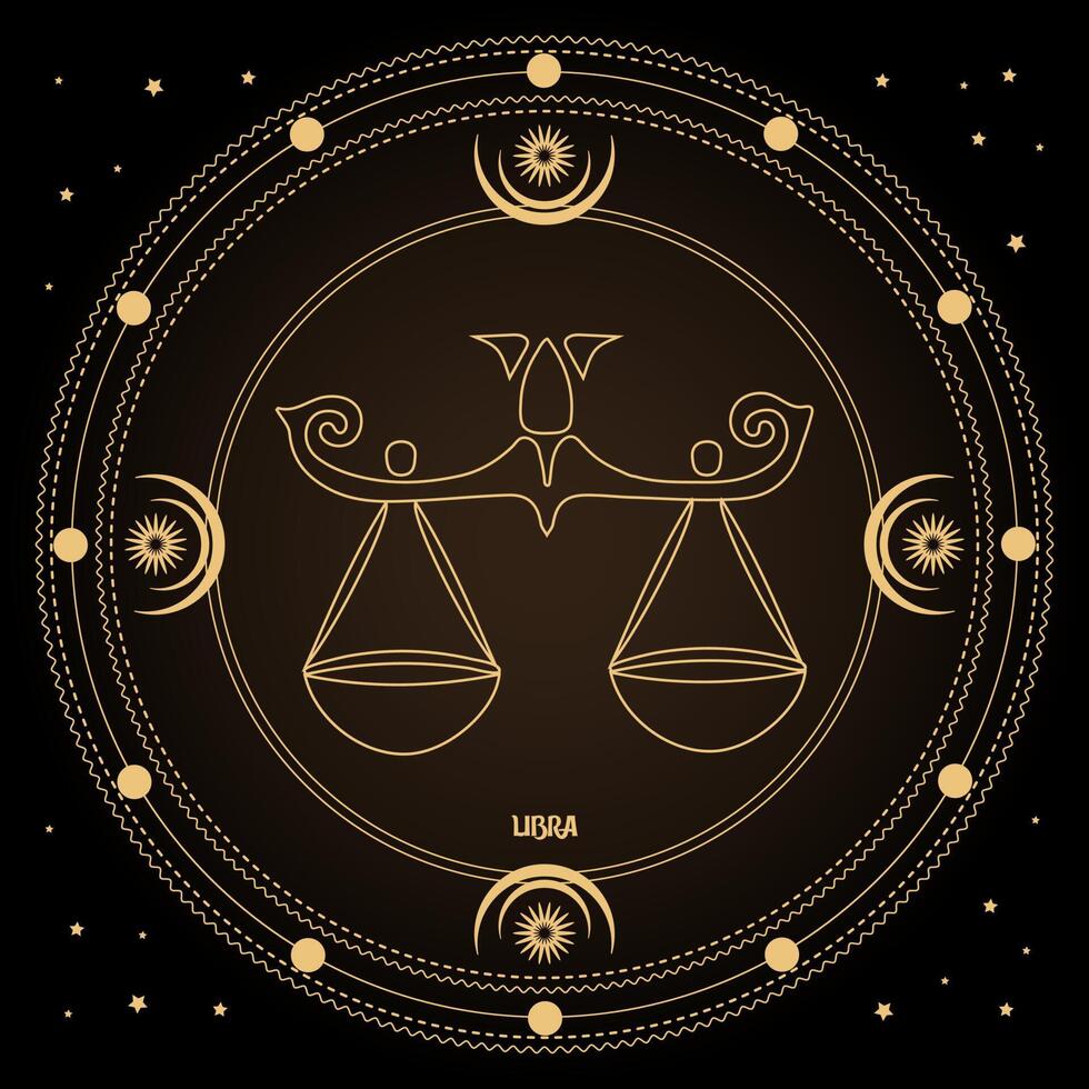 Libra zodiac sign, astrological horoscope sign in a mystical circle