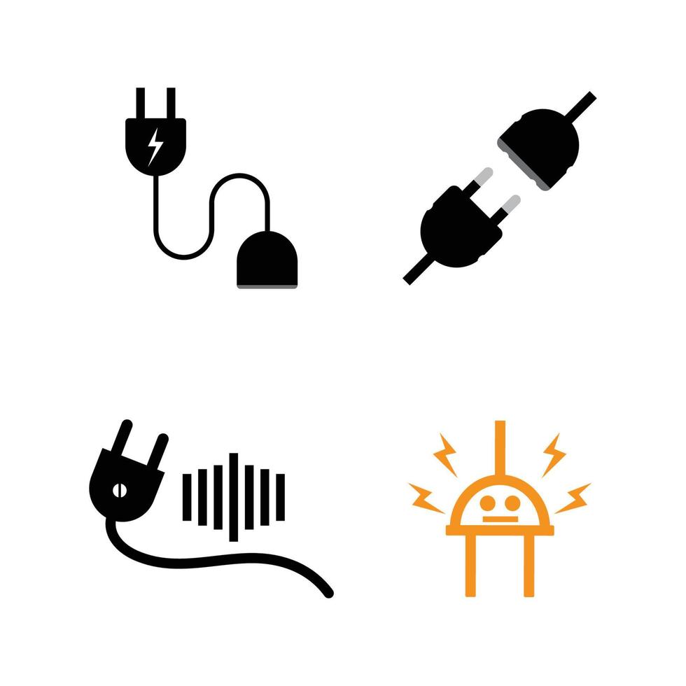 diseño plano del vector del logotipo del icono del complemento eléctrico