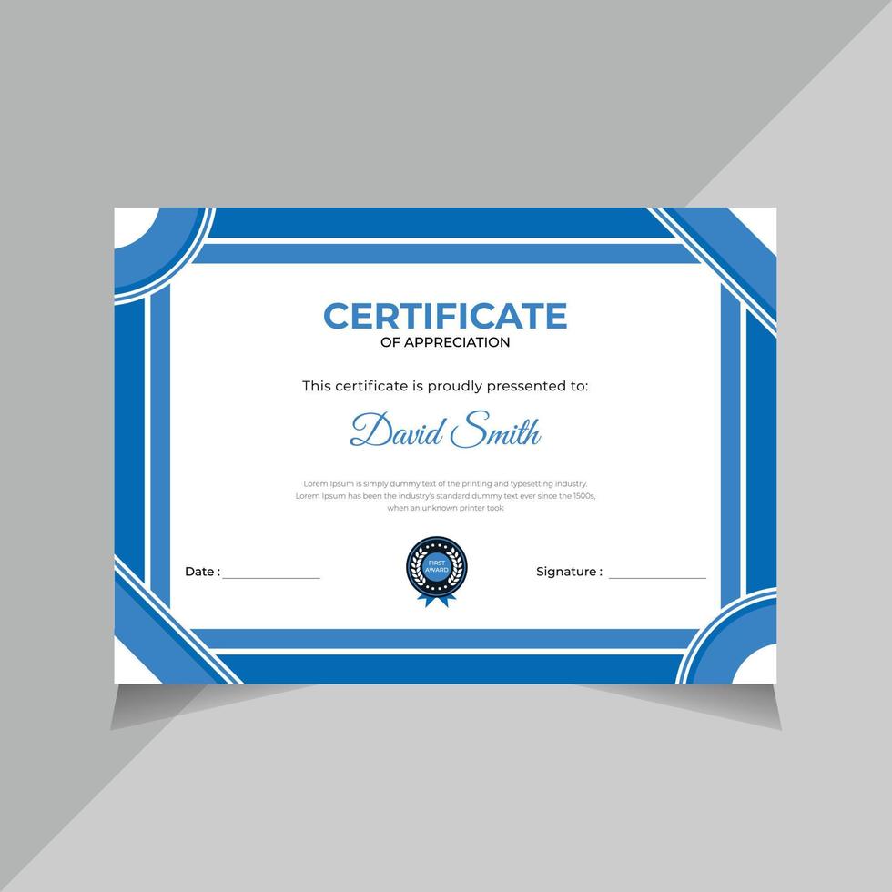 Modern Certificate  Design, Business Graduation Certificate Template Free Vector