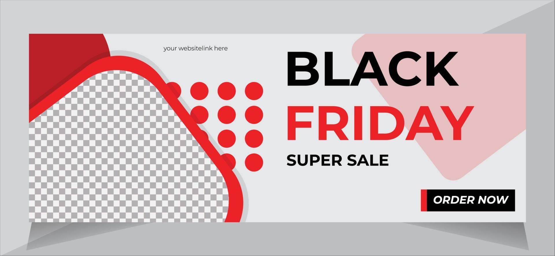 Black Friday Facebook Cover Design, Business Cover Banner template Design, Web Banner for Black Friday sale, Free Vector