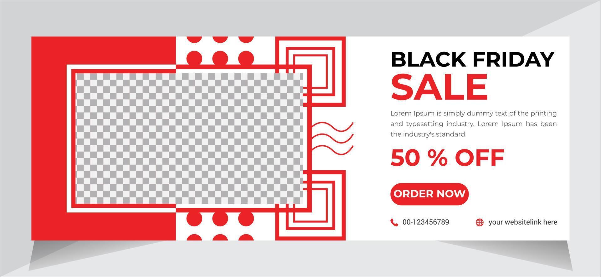 Black Friday  Facebook Cover Design, Business Cover Banner Template, Web Banner For Black Friday Sale, Free Vector