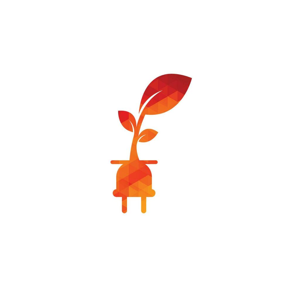 Eco Plug vector logo design. Leaf plug energy logo concept.