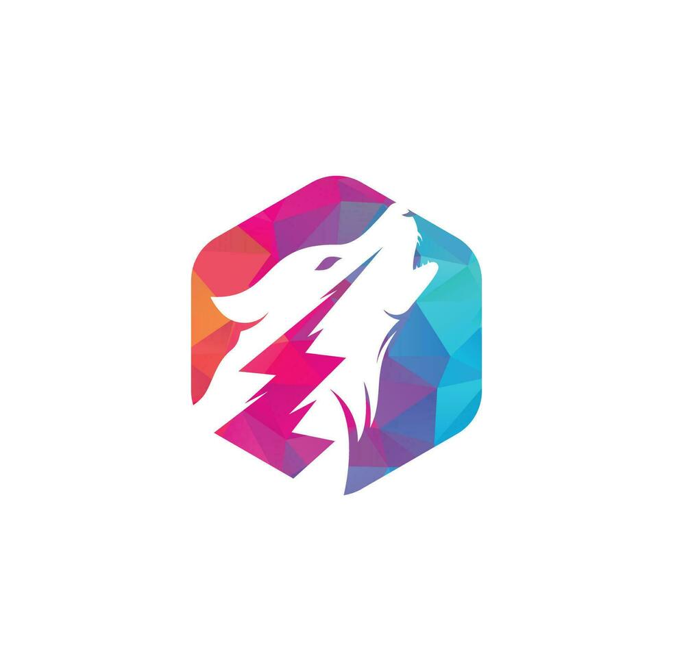 Thunder Wolf Logo design Vector. vector