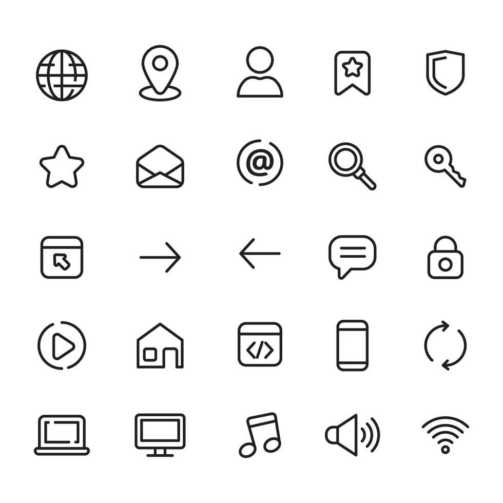 Set of web icons with simple line design isolated on white background vector