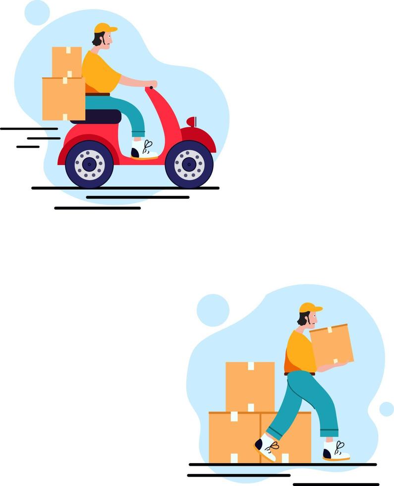 vector flat graphic design, illustration off courier package delivery online shops