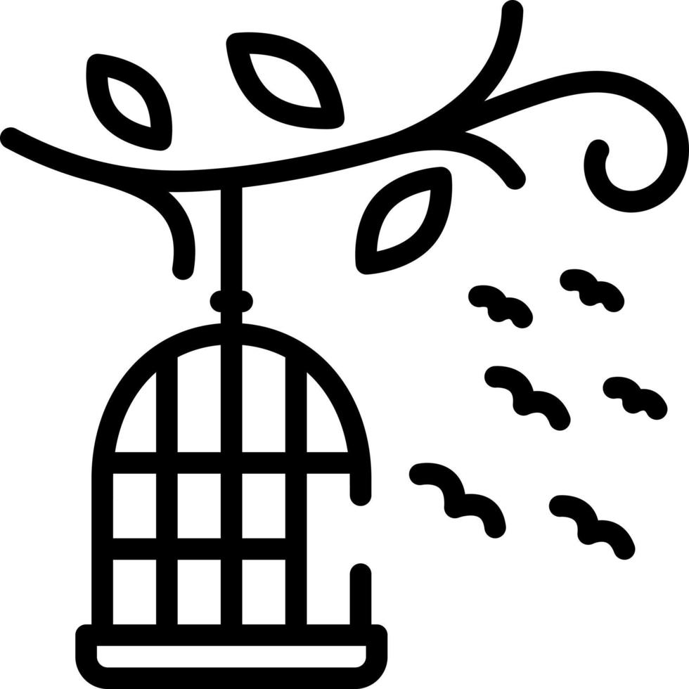 line icon for birds outside of cage vector