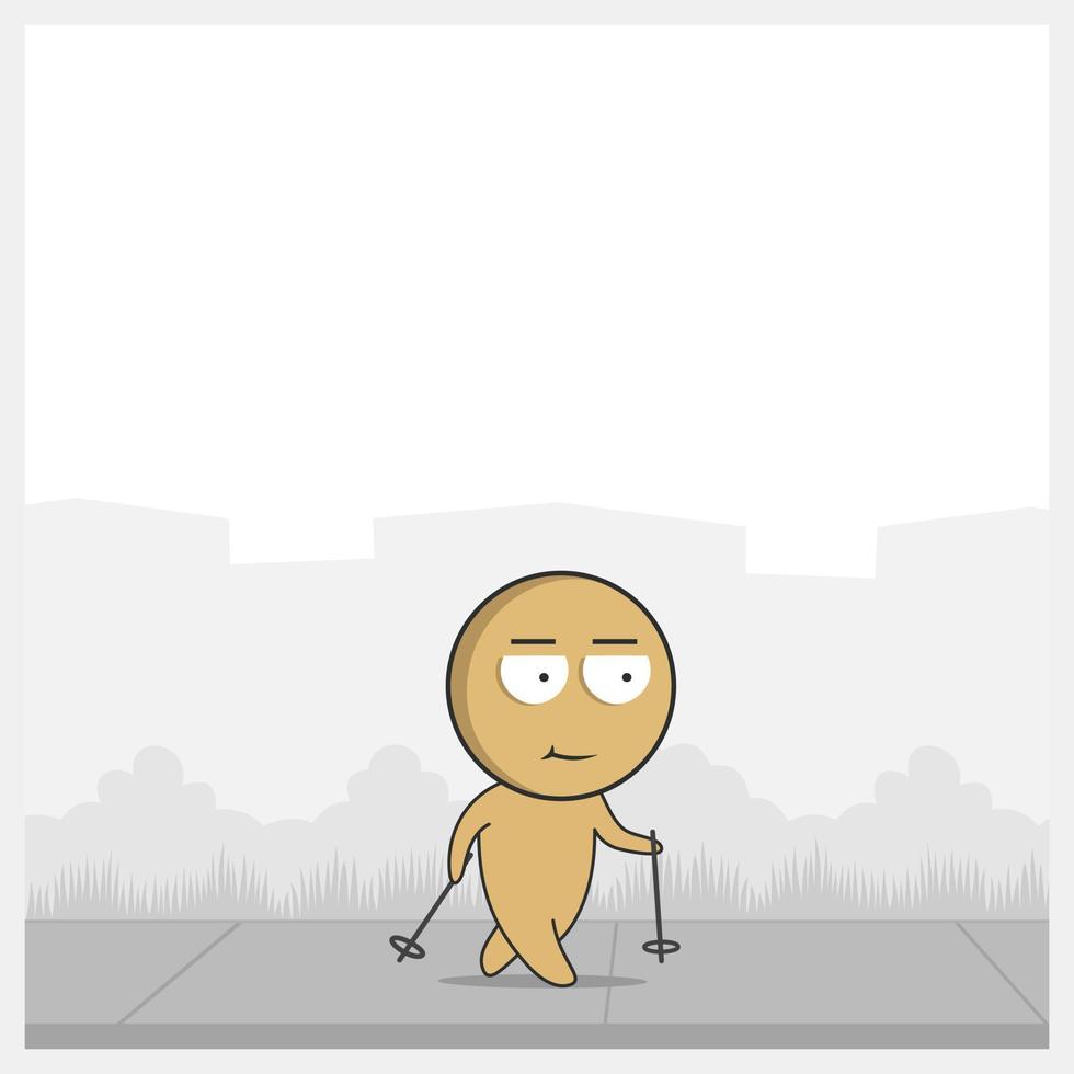 Nordic walking. Man on a walk. vector