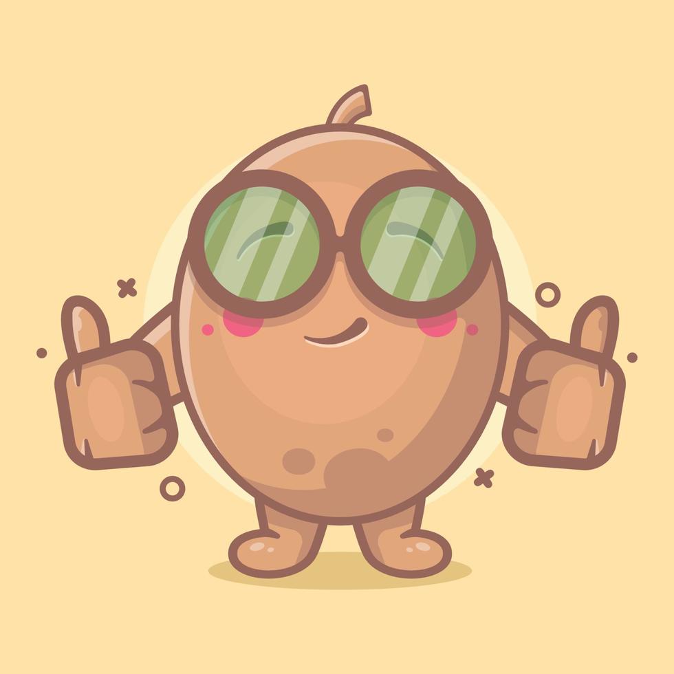 mascota de personaje de fruta de kiwi inteligente con gesto de mano de pulgar hacia arriba dibujos animados aislados en diseño de estilo plano vector