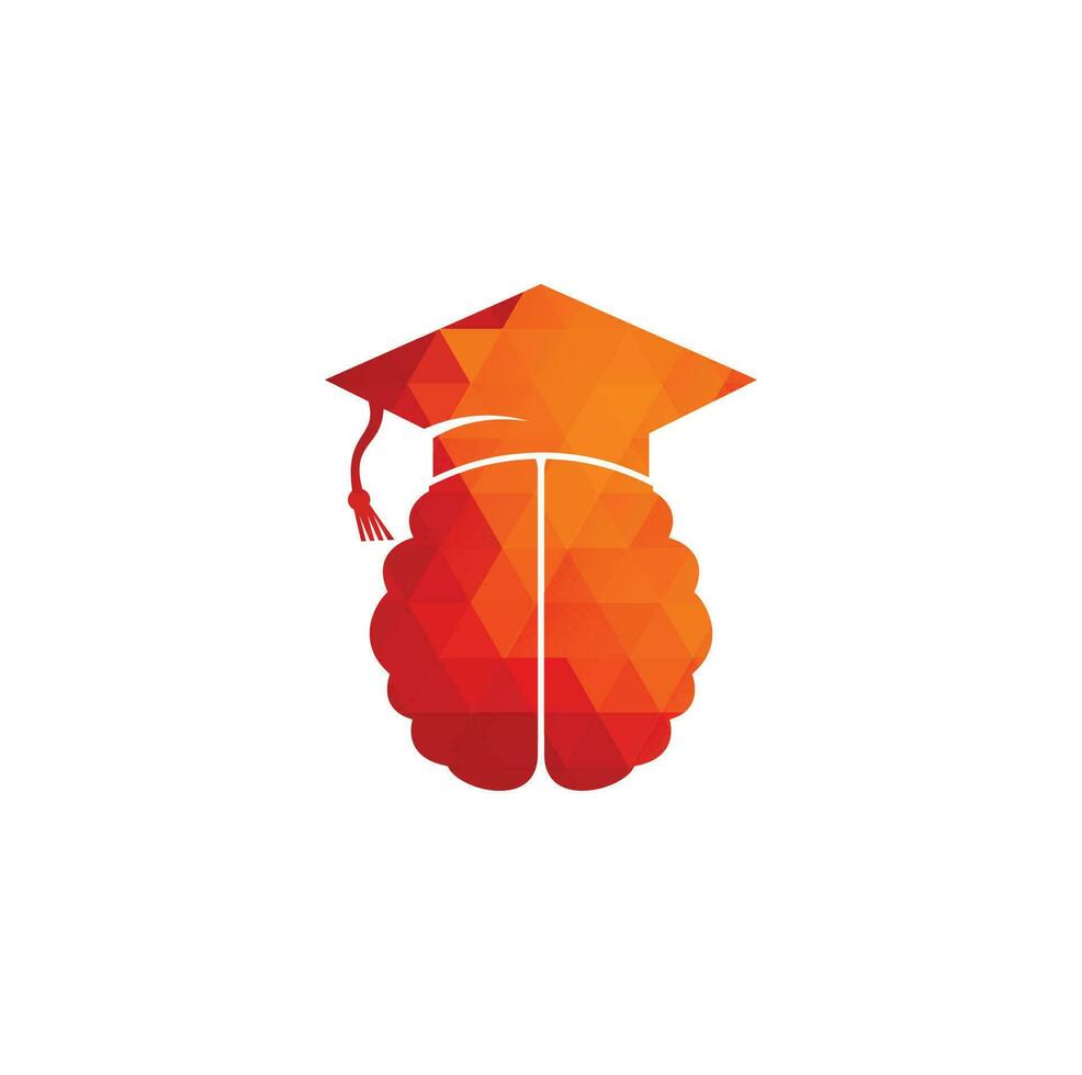 Brain and graduation cap icon design. Educational and institutional logo design. vector