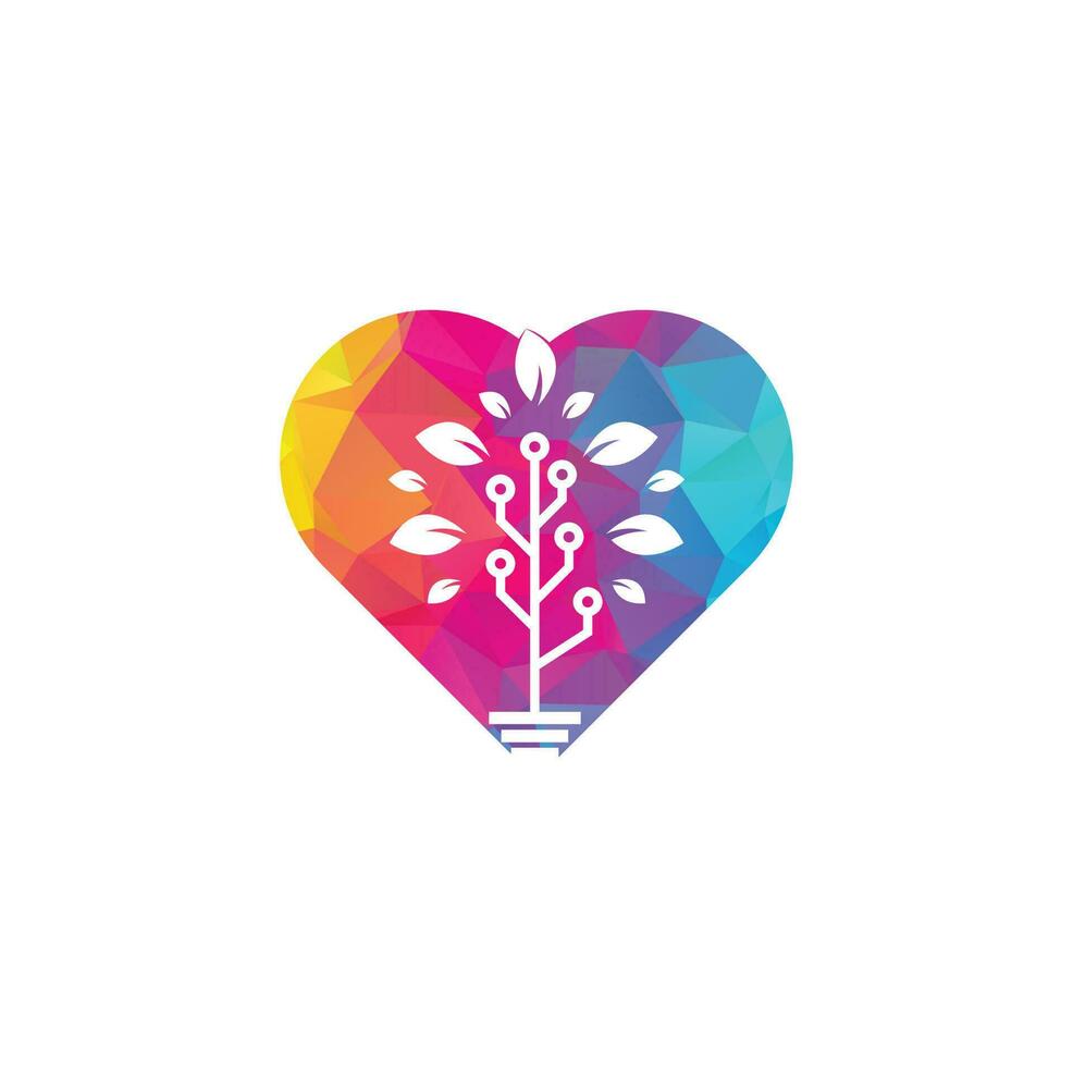 Tech Tree heart shape concept Logo Template Design. vector