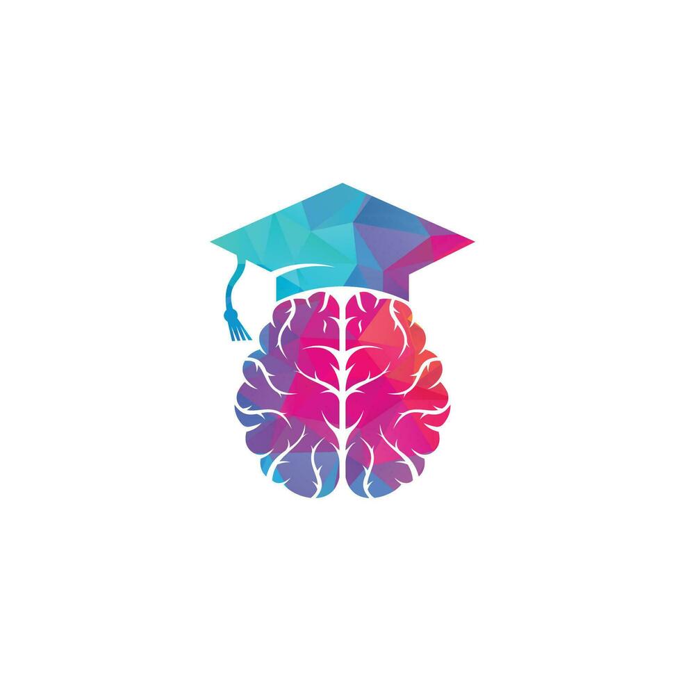 Brain and graduation cap icon design. Educational and institutional logo design. vector