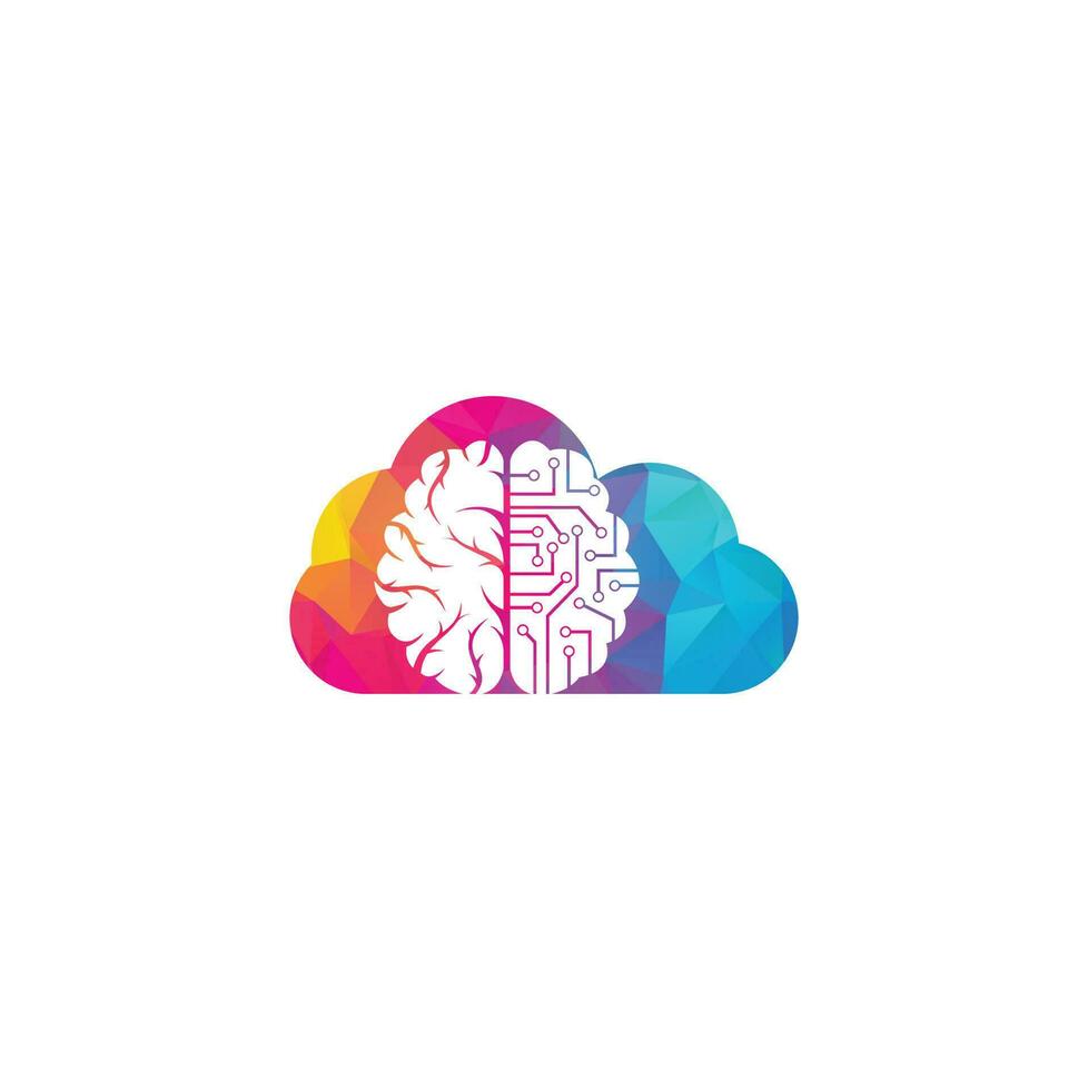 Brain connection cloud shape concept shape concept logo design. digital brain logo template. vector