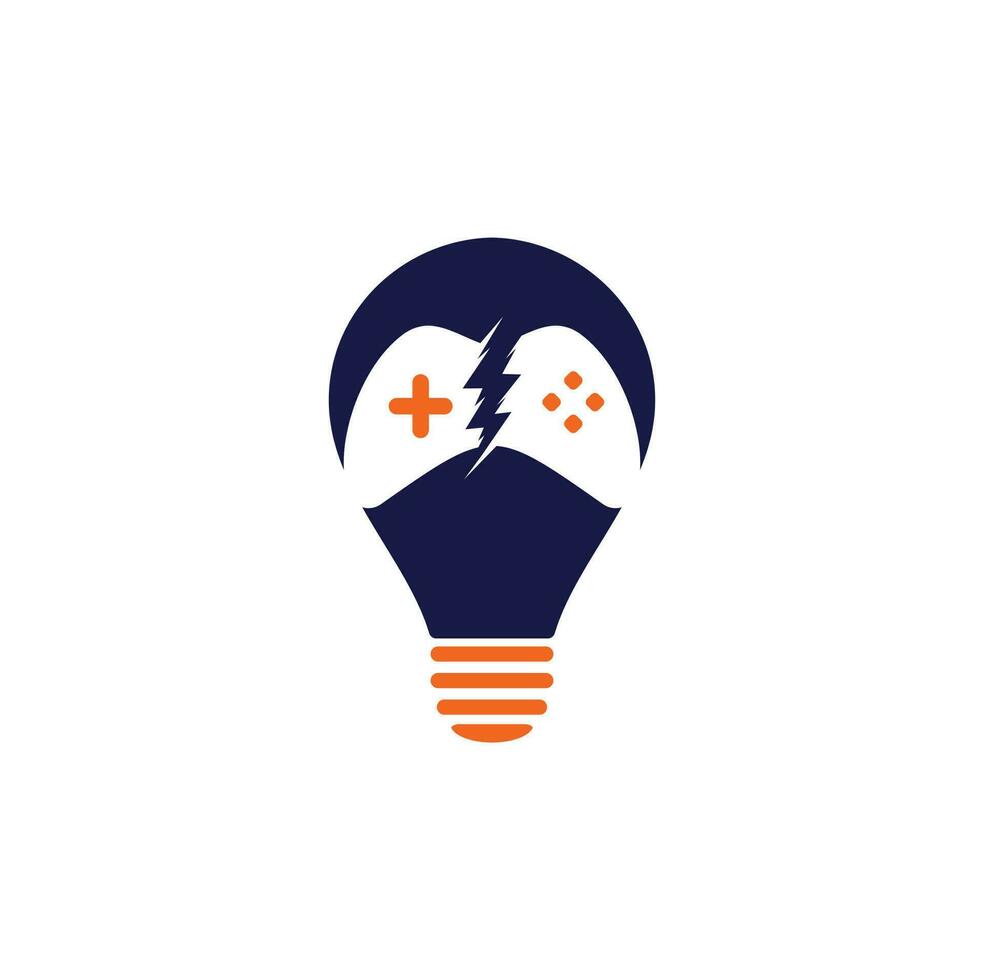 Thunder game bulb shape concept logo design. Game control with lightning icon logo vector