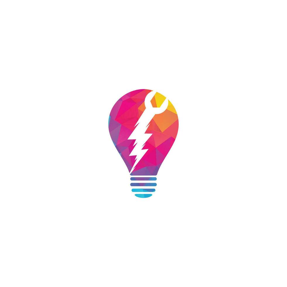 Wrench thunder bulb shape concept logo design. Flash Repair Logo Template Design Vector