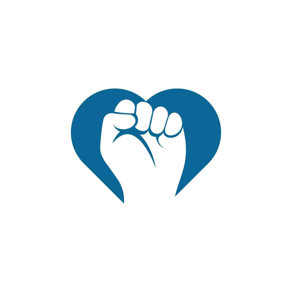 Fist hand power logo. Fist heart shape concept logo design vector