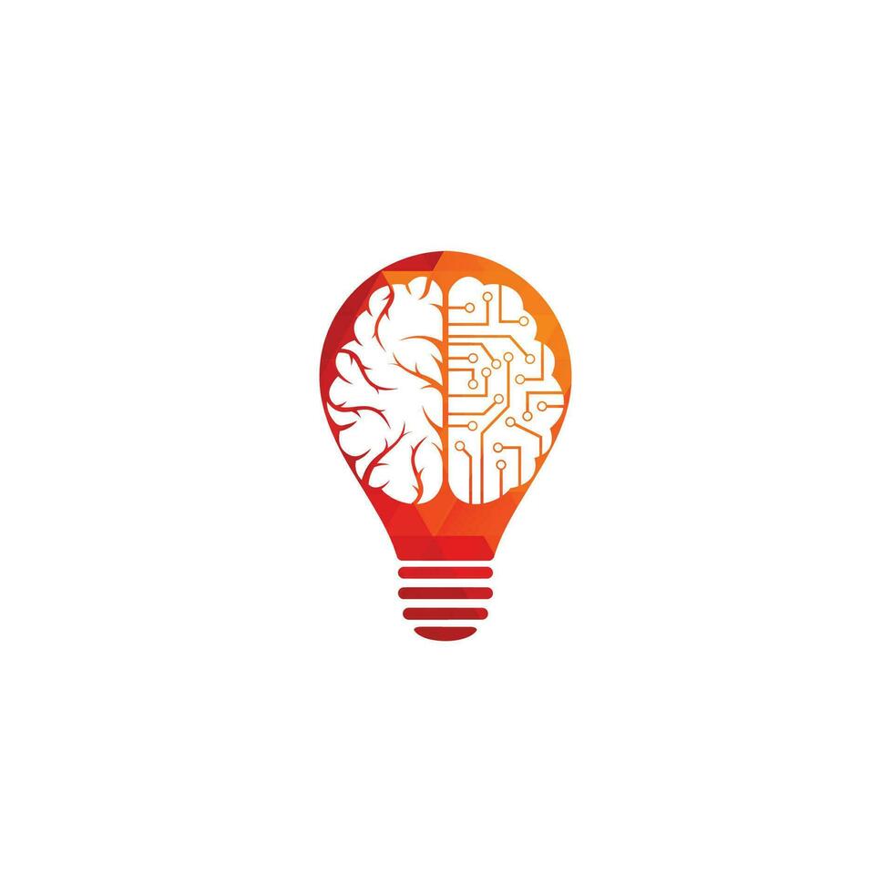 Brain connection bulb shape concept shape concept logo design. digital brain logo template. vector