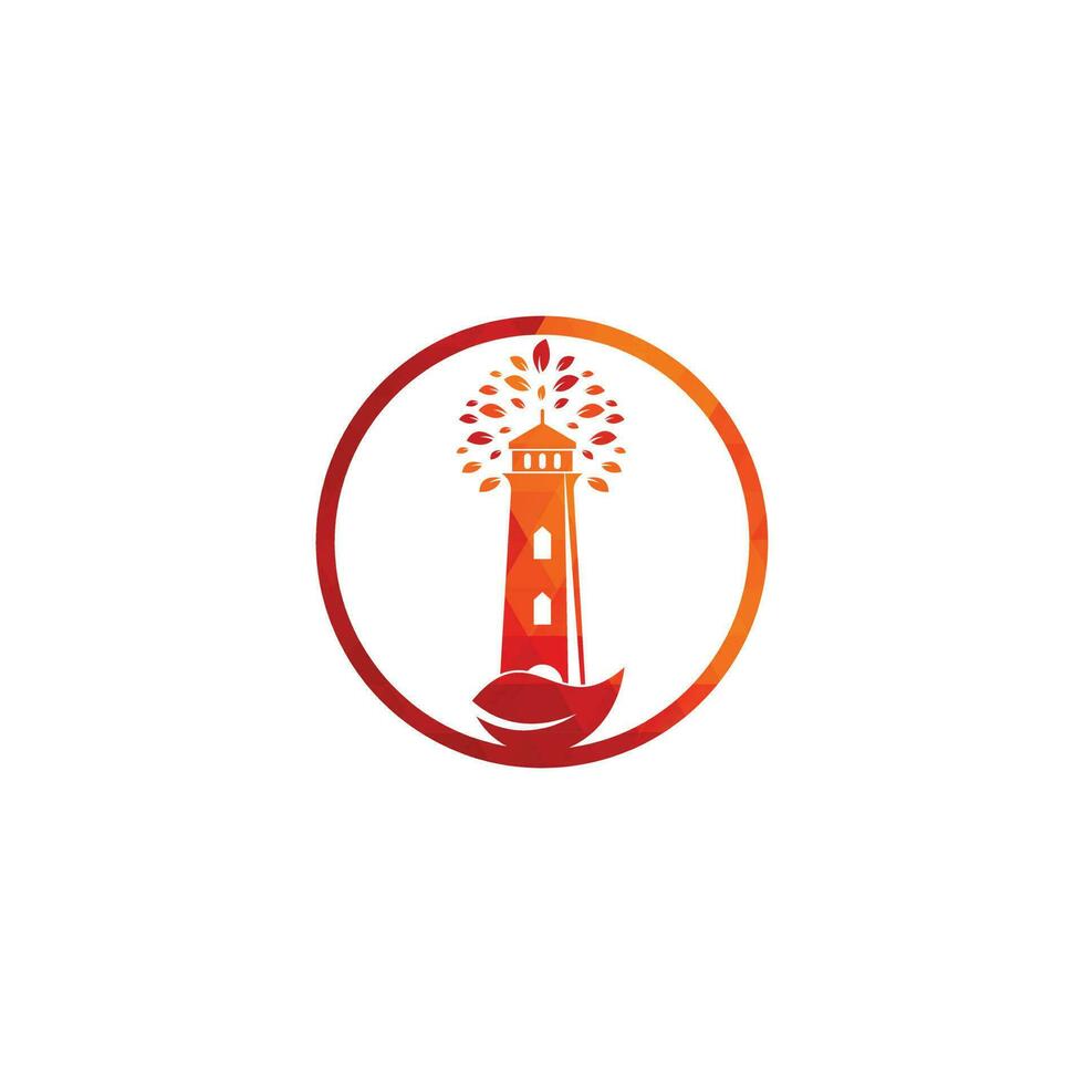 Green lighthouse logo template design. Leaf and Lighthouse Logo Template vector