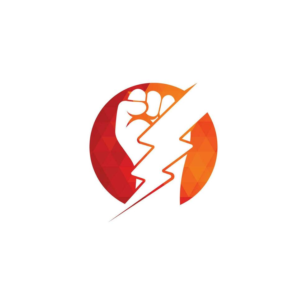 Fist Thunder Power Logo Design. Hand hold thunder logo design. vector