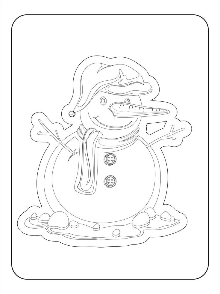 Christmas cartoon characters coloring page for kids vector