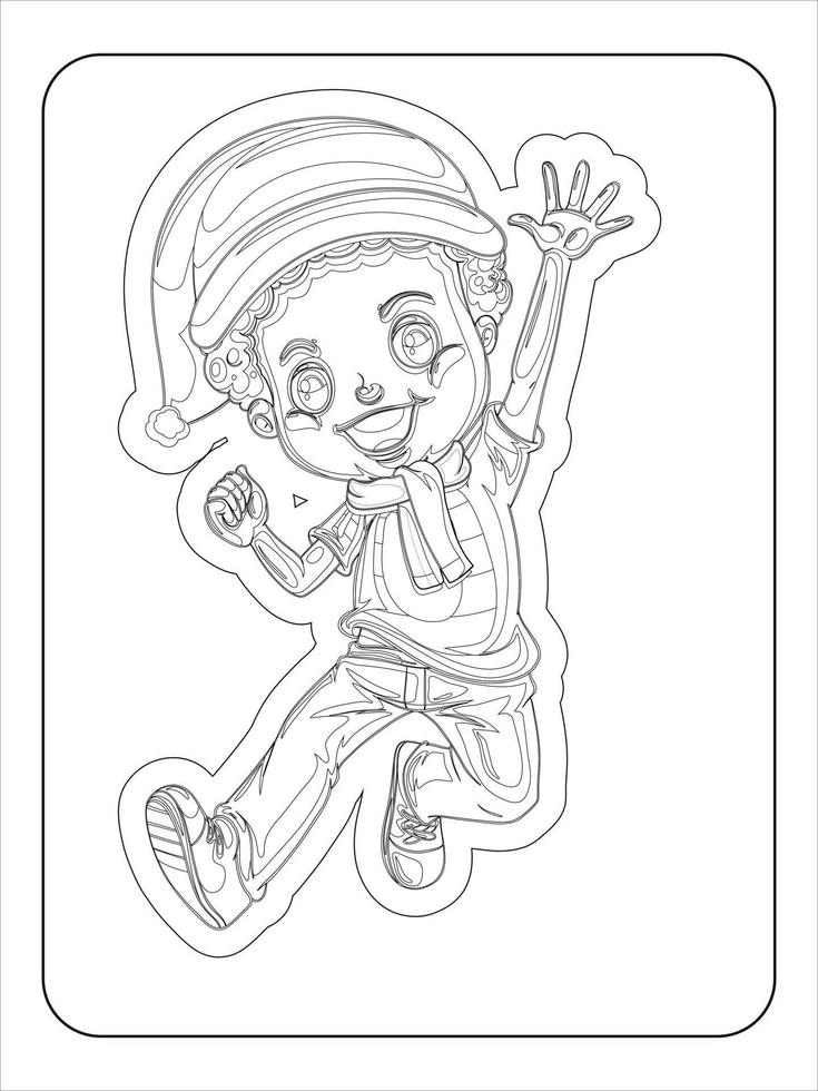 Christmas cartoon characters coloring page for kids 13932377 Vector Art at  Vecteezy