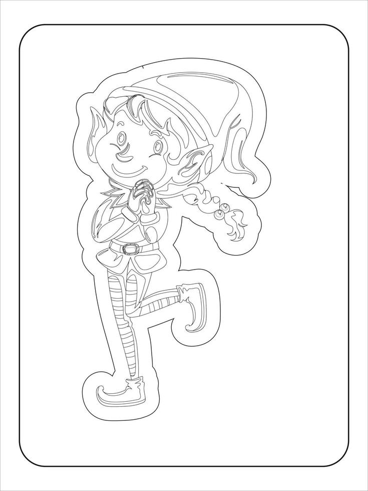 Christmas cartoon characters coloring page for kids vector