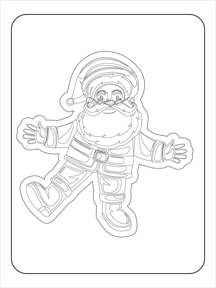 Página para colorear de personajes de dibujos animados de Navidad para niños vector