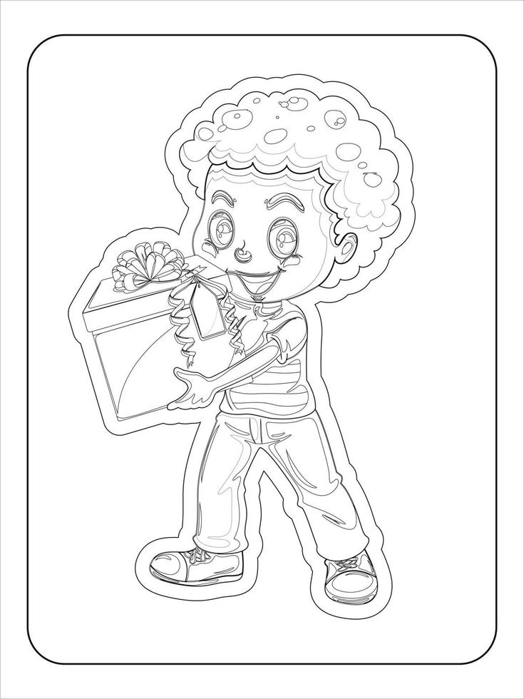 Christmas cartoon characters coloring page for kids vector