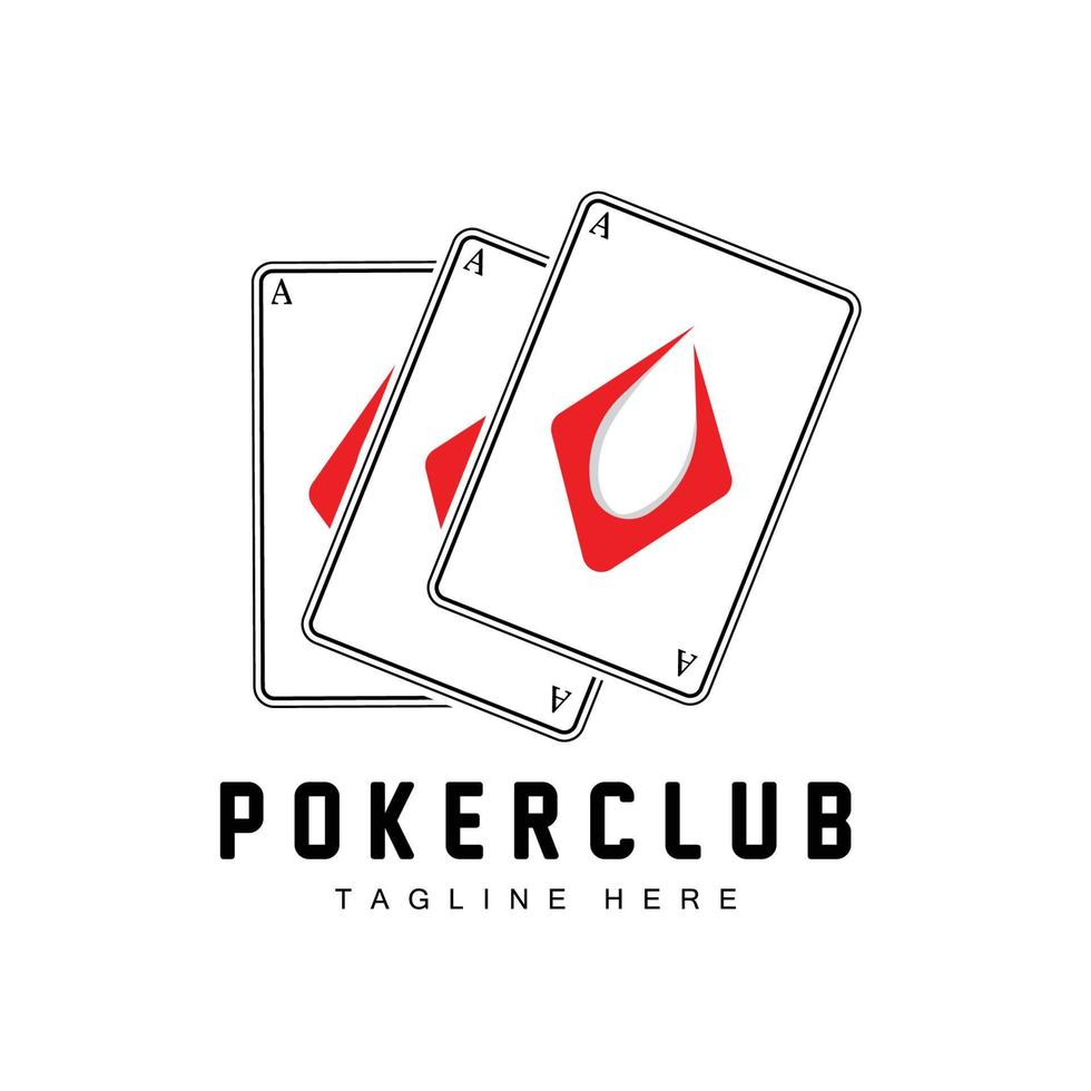 logotipo de la tarjeta del casino de póquer, icono de la tarjeta de diamantes, corazones, picas, as. diseño del club de póquer del juego de apuestas vector