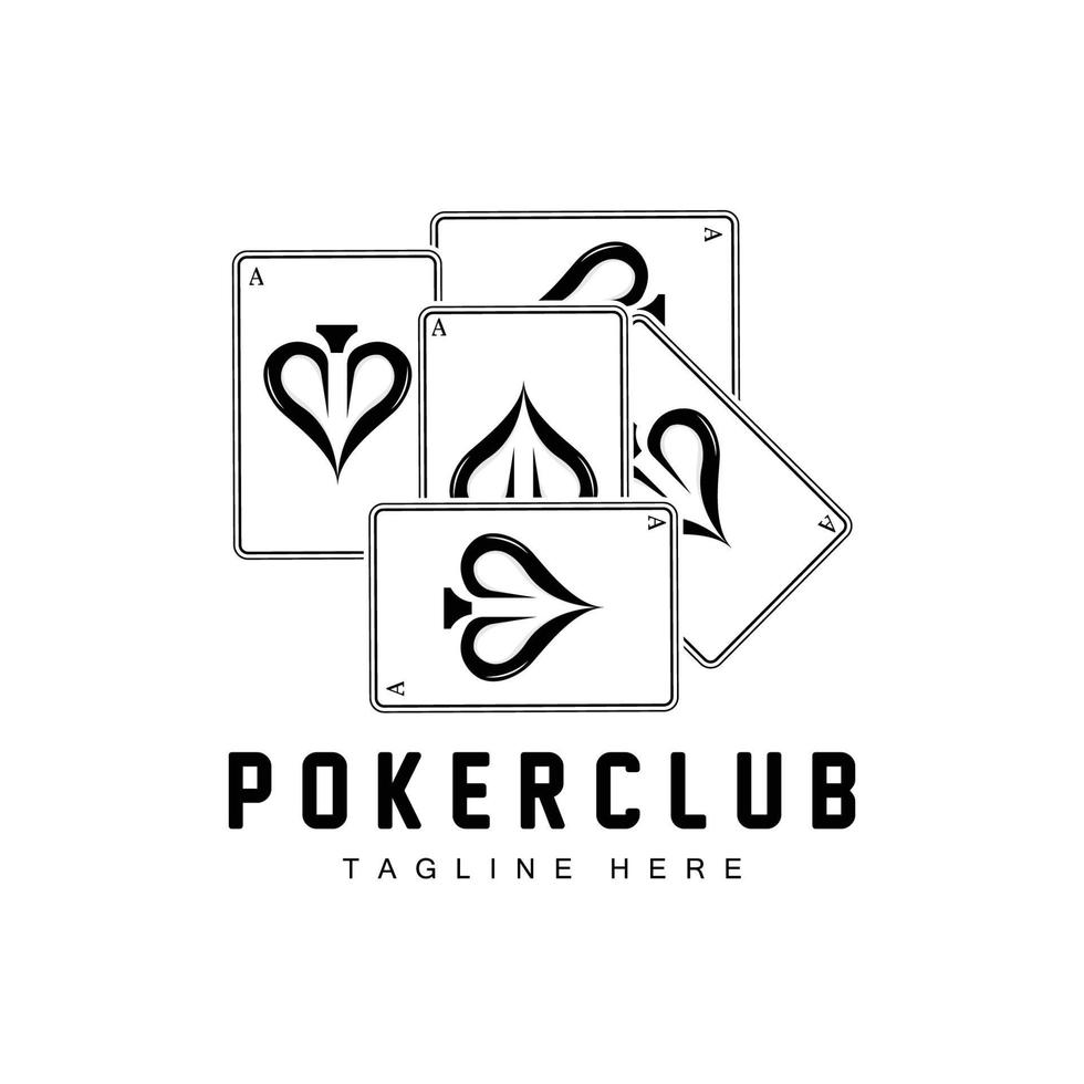 Poker Casino Card Logo, Diamond Card Icon, Hearts, Spades, Ace. Gambling Game Poker Club Design vector