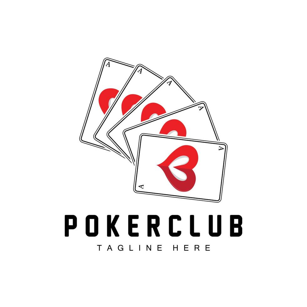 Poker Casino Card Logo, Diamond Card Icon, Hearts, Spades, Ace. Gambling Game Poker Club Design vector