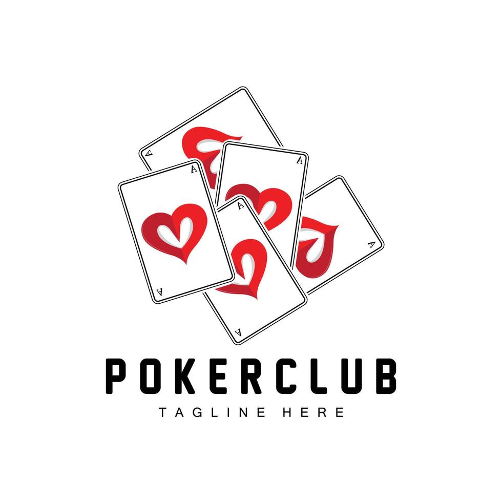 Poker Casino Card Logo, Diamond Card Icon, Hearts, Spades, Ace. Gambling Game Poker Club Design vector