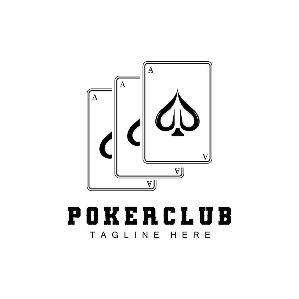 logotipo de la tarjeta del casino de póquer, icono de la tarjeta de diamantes, corazones, picas, as. diseño del club de póquer del juego de apuestas vector
