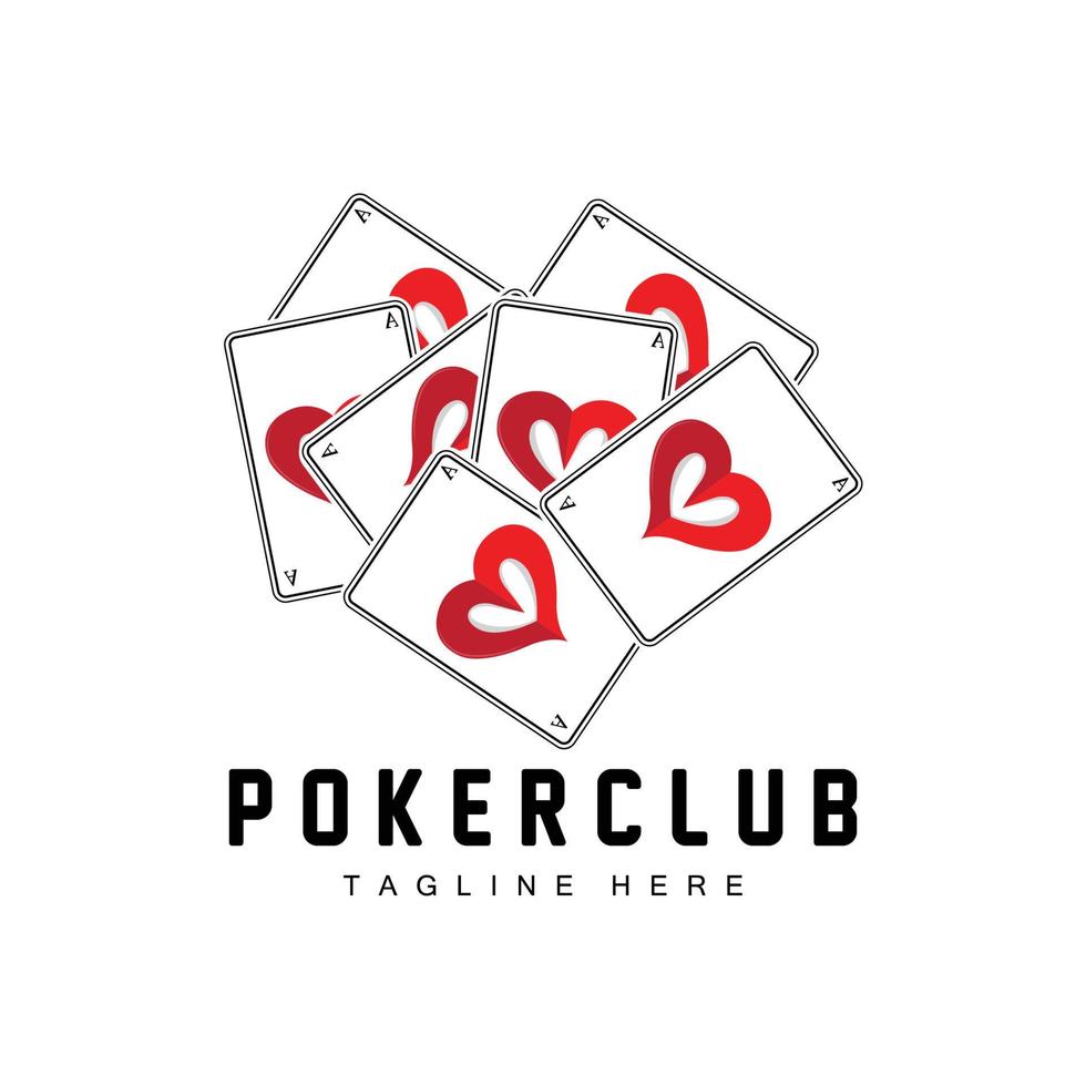 Poker Casino Card Logo, Diamond Card Icon, Hearts, Spades, Ace. Gambling Game Poker Club Design vector