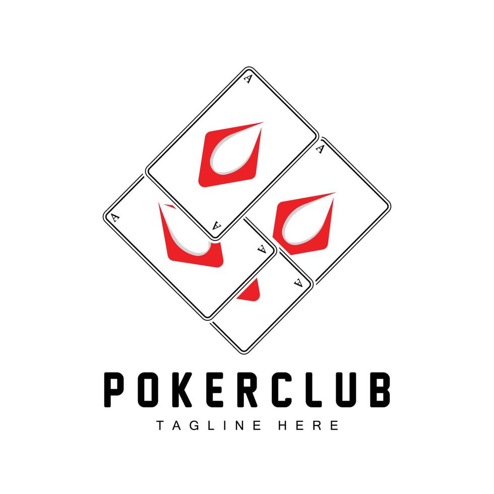 logotipo de la tarjeta del casino de póquer, icono de la tarjeta de diamantes, corazones, picas, as. diseño del club de póquer del juego de apuestas vector