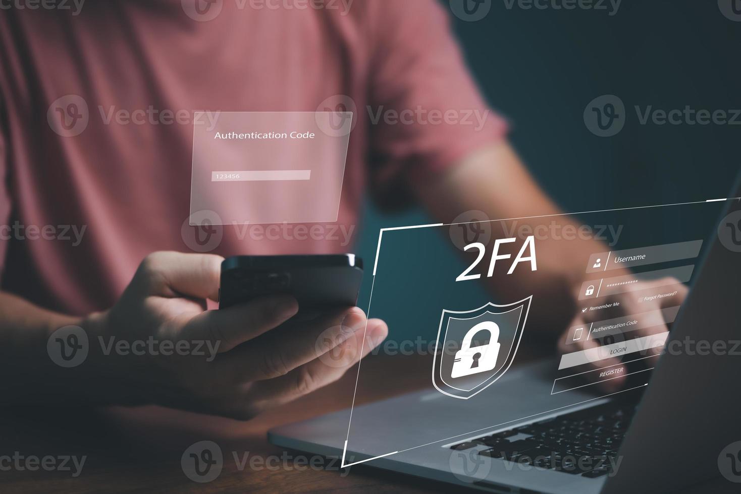 OTP verification code, One Time Password, temporary secure PIN-code from mobile phone SMS, Personal online cyberspace security privacy protection data with 2Fa, Two-Factor ,Internet network security. photo