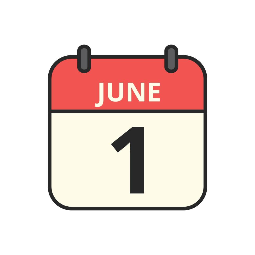 calendar month june 1st icon vector