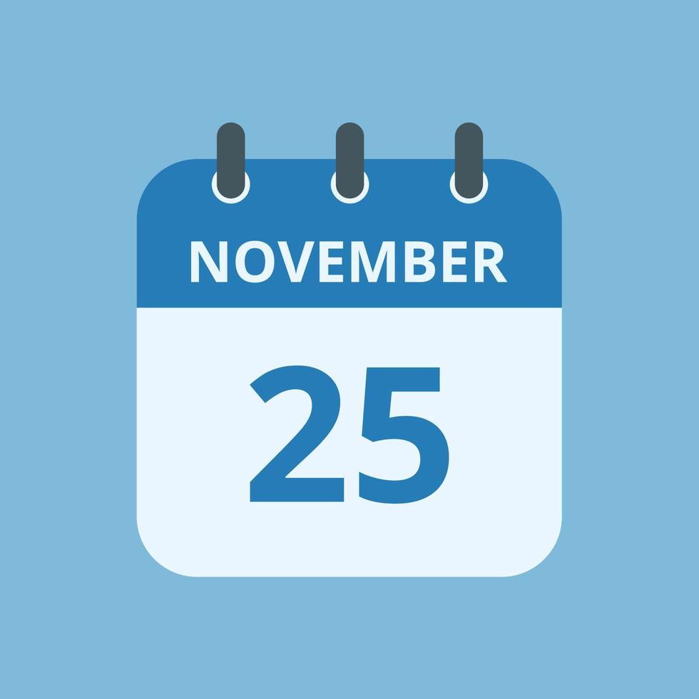 November 25th calendar month icon vector