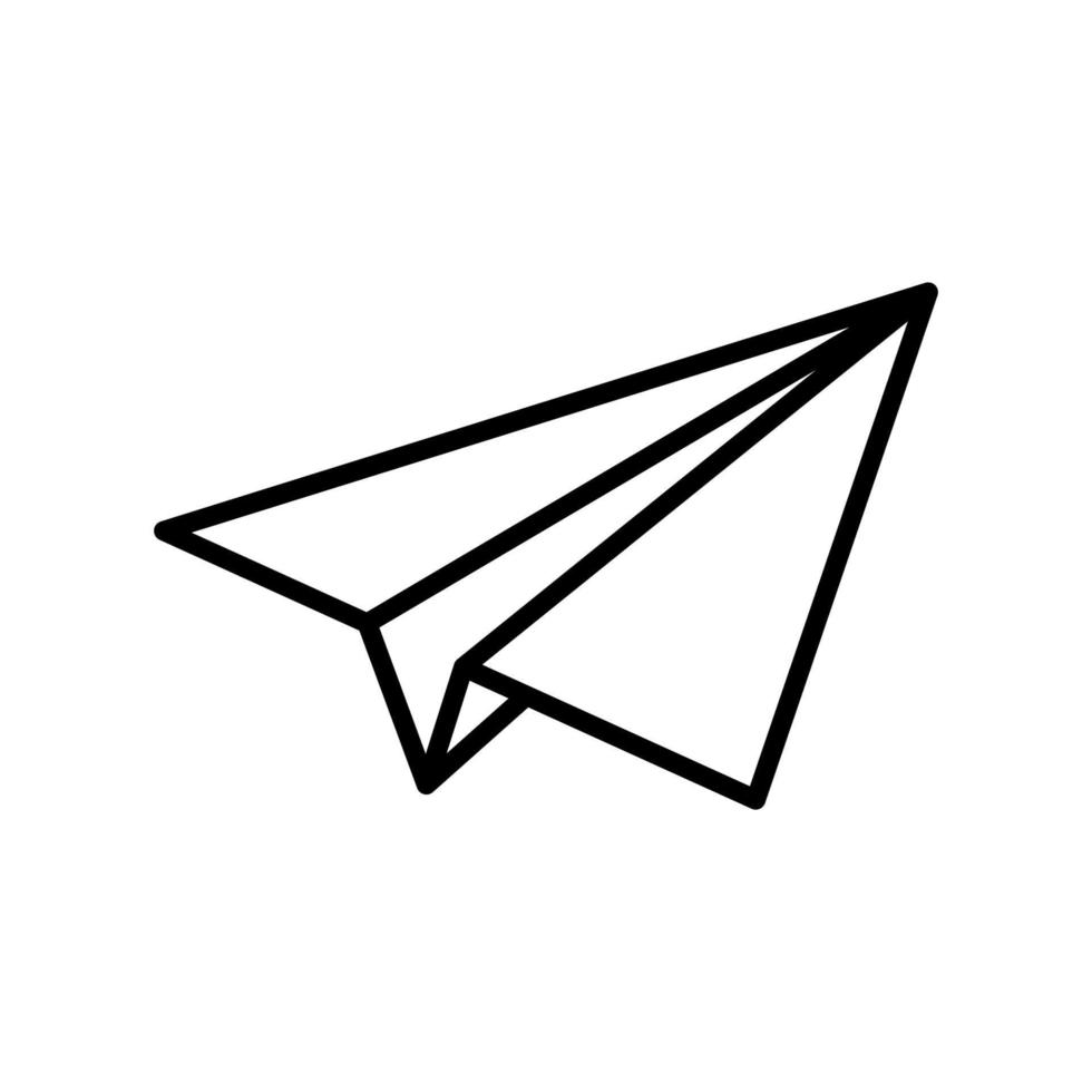 icono de línea de avión de papel vector