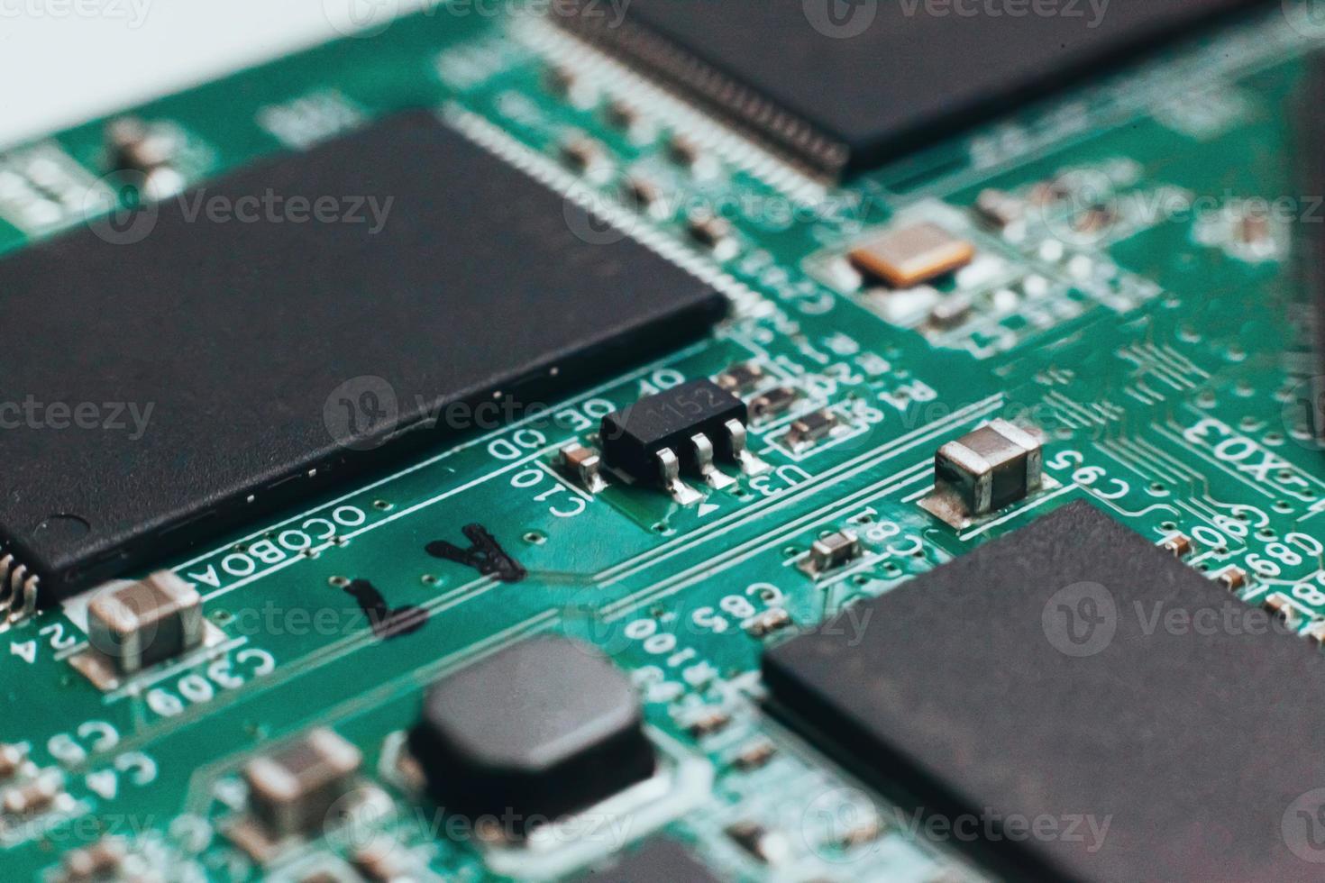 Circuit board repair. Electronic hardware modern technology. Motherboard digital personal computer chip. Tech science background. Integrated communication processor. Information engineering component. photo