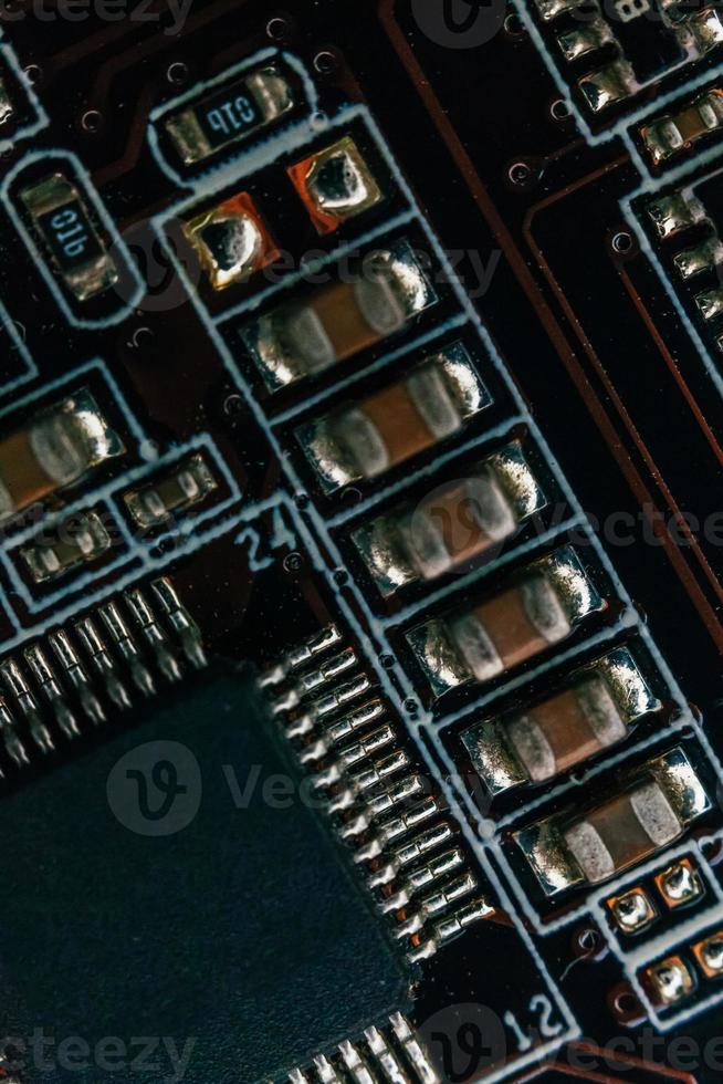 Circuit board repair. Electronic hardware modern technology. Motherboard digital personal computer chip. Tech science background. Integrated communication processor. Information engineering component photo